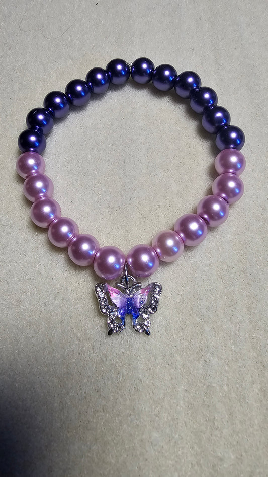 Butterfly 8mm pearl bead bracelet