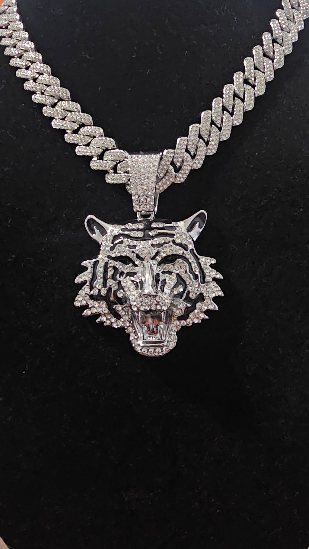 "19 inch " inch Cuban Link Chain with Rhinestones.