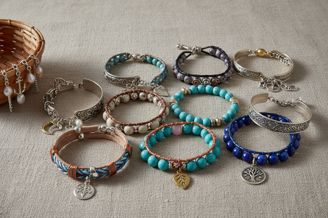 Handmade bracelets with beads and pendant